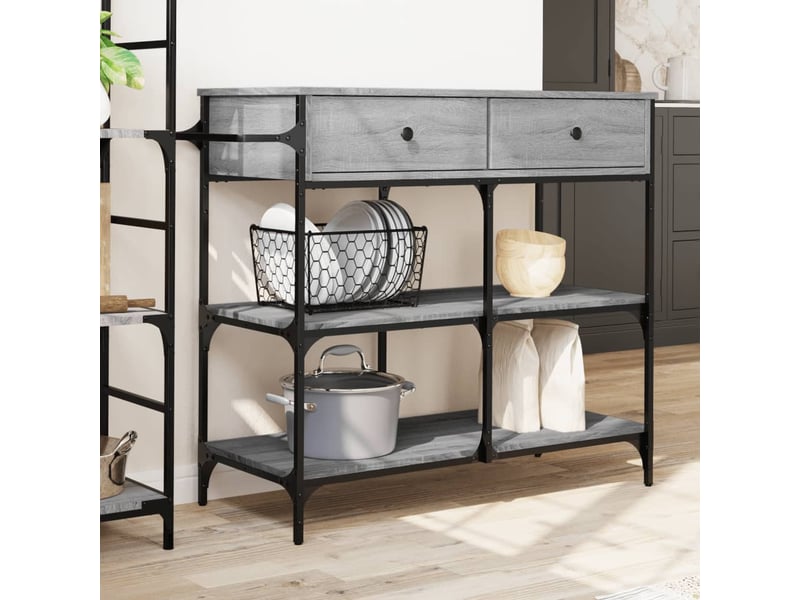  Desserte de cuisine, chariot de rangement sonoma gris 105x42x95 cm bois d'ingénierie  - Conforama C
