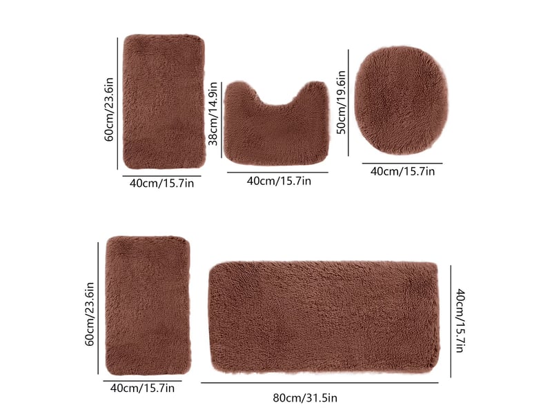  Ensemble de bain 5 pièces avec tapis wc en u - marron  - Conforama C
