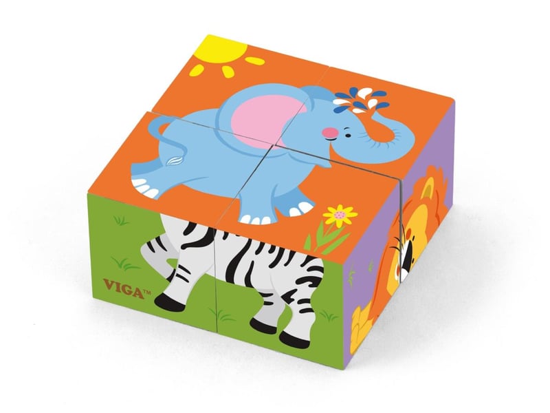  Cubes puzzle viga 50836 - zoo, 4 cubes en bois 6934510508364 - Conforama A