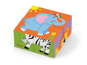 Cubes puzzle viga 50836 - zoo, 4 cubes en bois