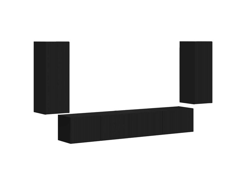  Ensemble meuble tv - banc tv - meuble de rangement 4 pcs noir bois d'ingénierie  - Conforama A