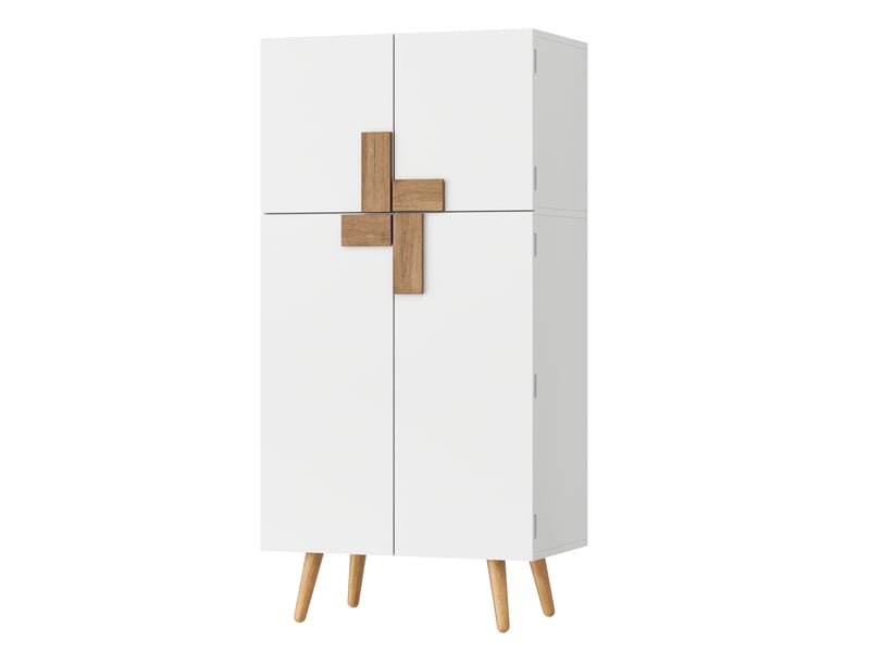 Buffet de cuisine haut 60x35x120 cm blanc, 4 portes, rangements de porte et étagères réglables Fay Lum - Conforama A
