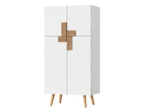 Buffet de cuisine haut 60x35x120 cm blanc, 4 portes, rangements de porte et étagères réglables