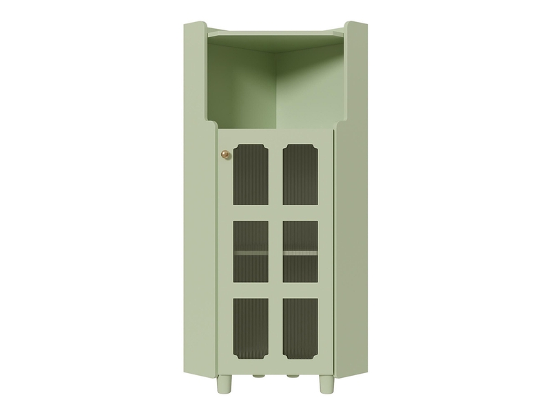 Armoire d'angle verte moderne avec éclairage led et commande application 63.5*124 cm pour salon bibliothèque salle de bain - Conforama A