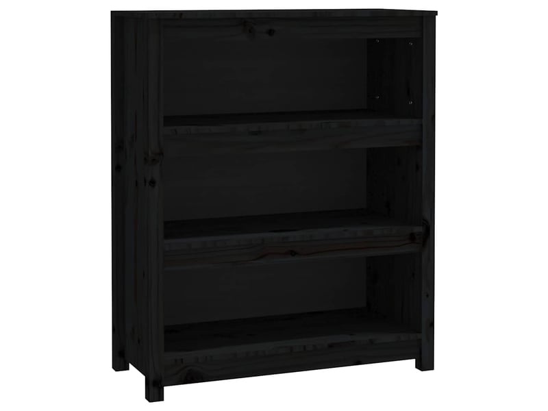 Bibliothèque, meuble de rangement salon noir 80x35x97 cm bois de pin massif  - Conforama A