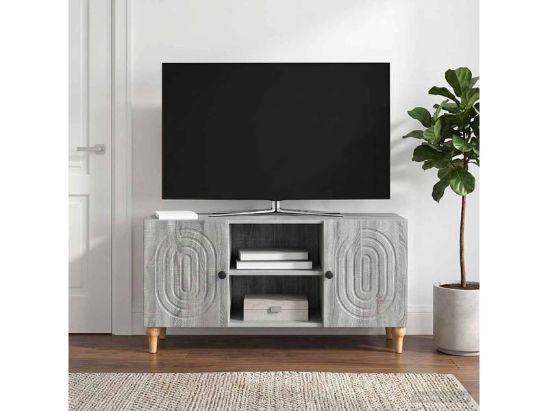  Meuble tv - banc tv - meuble de rangement 102 x 34,5 x 50 cm sonoma gris bois d'ingénierie  - Conforama D