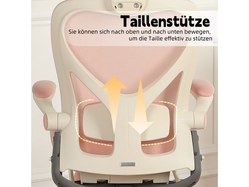  Chaise de bureau ergonomique pliante rose, dossier inclinable et maille respirante  - Conforama E