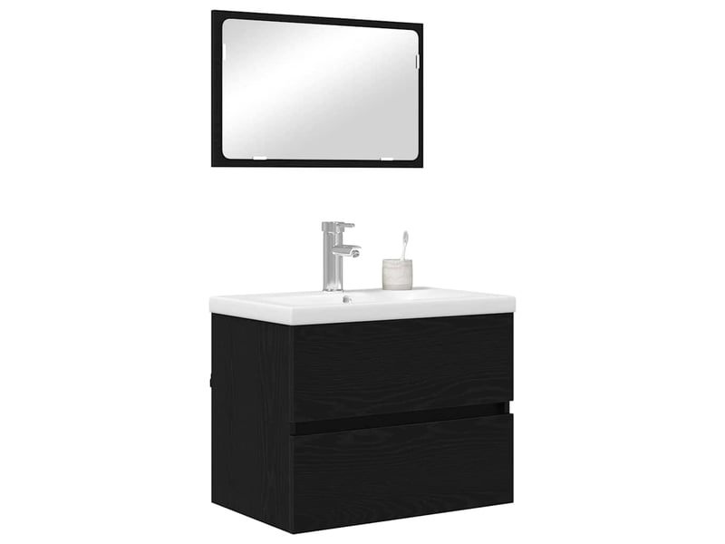  Ensemble de mobilier de salle de bain 3 pc chêne noir cf64335  - Conforama C