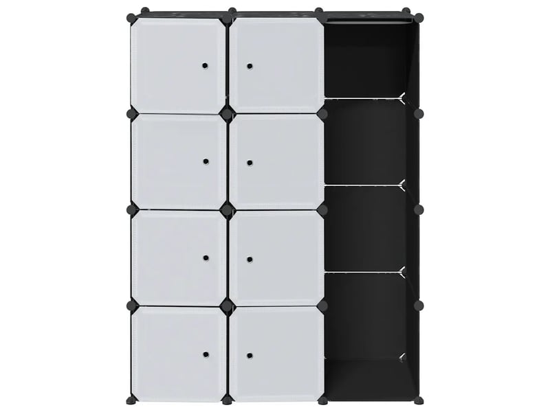  Armoire modulaire 9 compartiments pratique design chambre 109 x 36 x 143 cm en plastique noir 02_0046219  - Conforama C
