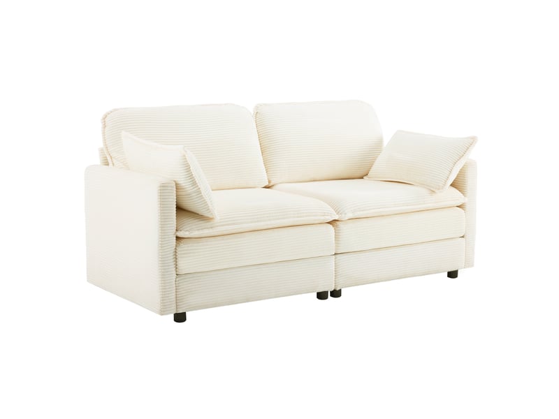  Canapé 2 places modenvie minimaliste en velours côtelé blanc 167,5 x 75 x 85 cm  - Conforama A