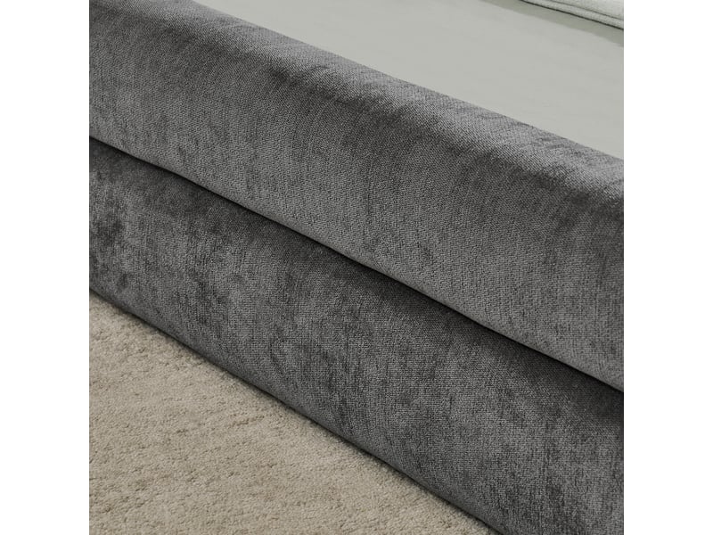  Lit 1 place 90x200 cm en chenille gris foncé avec tête de lit, sans matelas  - Conforama R