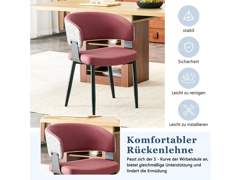  Lot de chaises 2 pièces style mid-century moderne design rétro accoudoirs en forme de tonneau dossier à motifs cuir synthétique pieds stables  - Conforama D