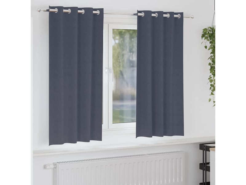 Lot de 2 rideaux occultants, rideaux black-out avec anneaux anthracite 175 x 140 cm cf44548 - Conforama B