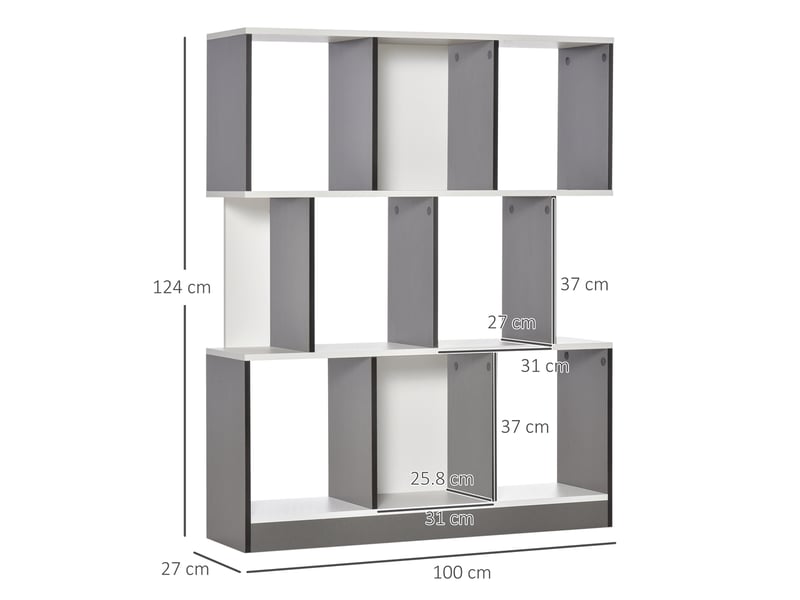  Bibliothèque à 8 niveaux pour salon et chambre, en bois, 100 x 24 x 124 cm, gris anthracite  - Conforama E