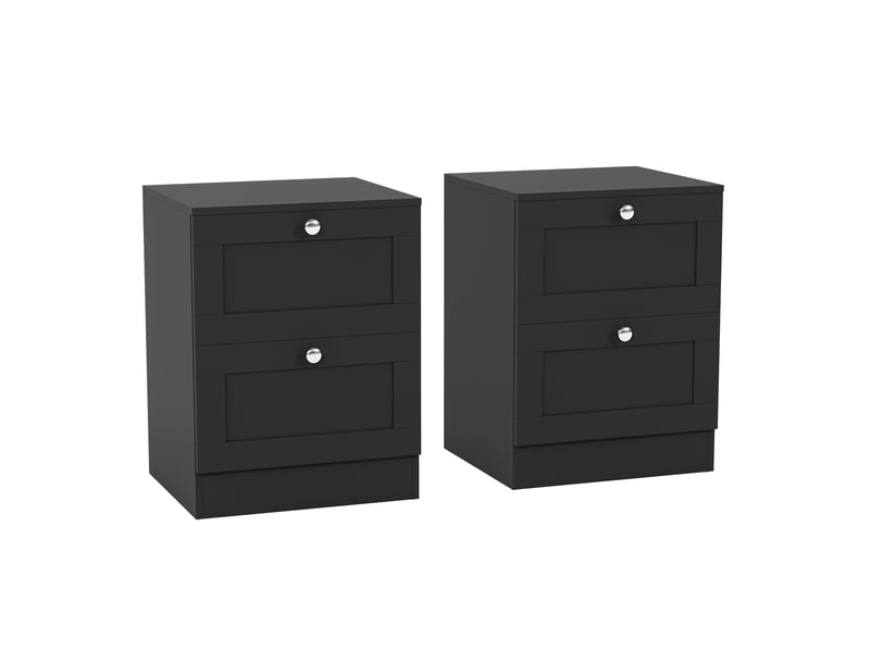  Table de chevet altino 2 tiroirs, commode de nuit, chambre, set de 2, 53x40x36cm, noir 3332173 - Conforama A