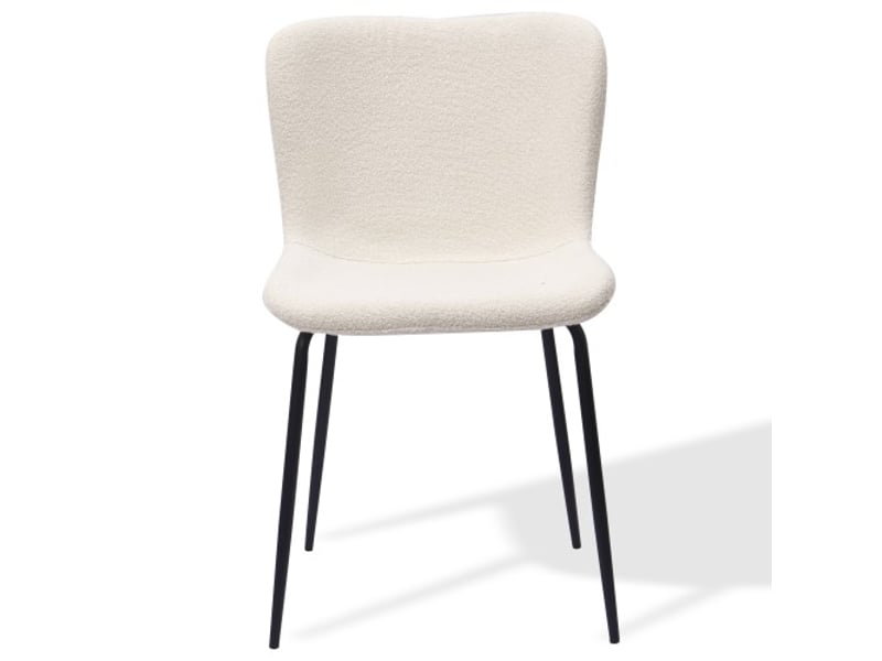  Chaises de salle à manger modernes – dossier haut arrondi, revêtement en tissu, pieds métal – 3 coloris – lot de 2  - Conforama B