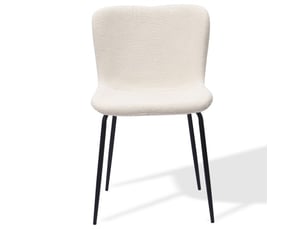Chaises de salle à manger modernes – dossier haut arrondi, revêtement en tissu, pieds métal – 3 coloris – lot de 2
