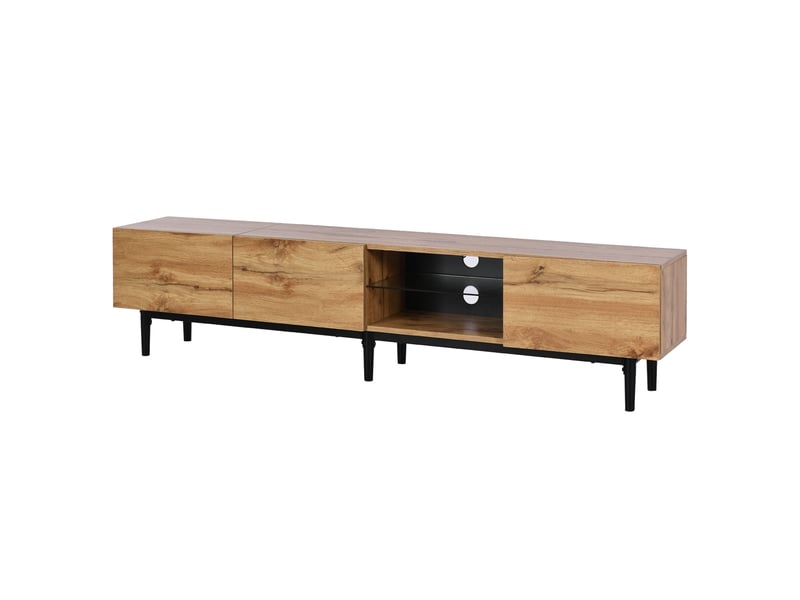  Meuble tv moderne bois clair avec led 175 cm pour écrans 40-49 pouces  - Conforama A