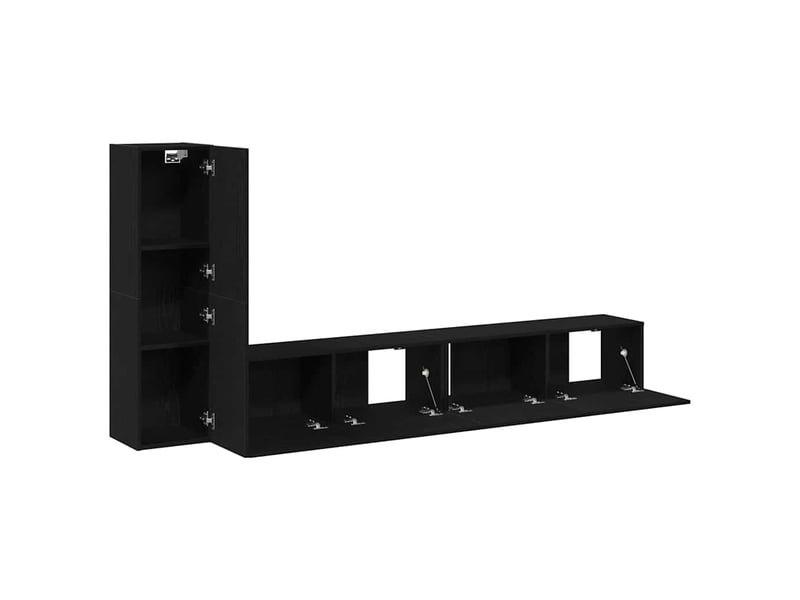  Ensemble meuble tv - banc tv - meuble de rangement 3 pcs chêne noir bois d'ingénierie  - Conforama D