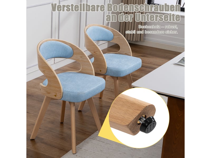  Lot de 2 chaises de salle à manger pivotantes,44x41x75 cm,lin,bleu  - Conforama D