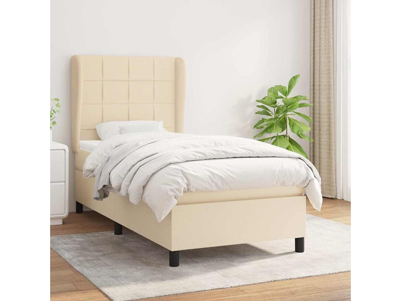  Sommier à lattes avec matelas tissu crème confortable lit 80x200 cm chambre à coucher  - Conforama B