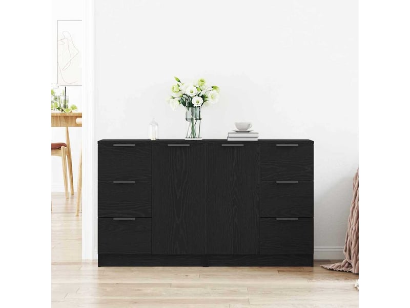 Buffet - bahut - meuble de rangement chêne noir 120 x 30 x 70 cm bois d'ingénierie - Conforama D