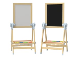 Chevalet enfant en bois double face, tableau blanc et noir, réglable, rouleau papier, naturel