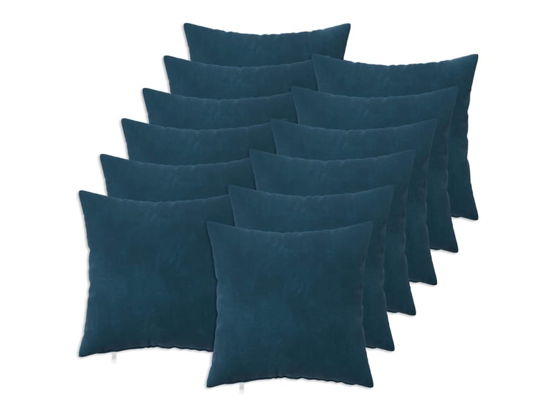 Lot de 12 coussins avec oreiller, coussins décoratifs heerlen bleu velours cf50118 - Conforama A