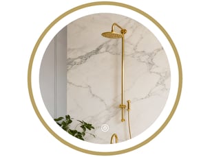 Miroir salle de bain avec éclairage led rond 40 cm, miroir lumineux mural à 3 températures de couleur, dimmable, doré