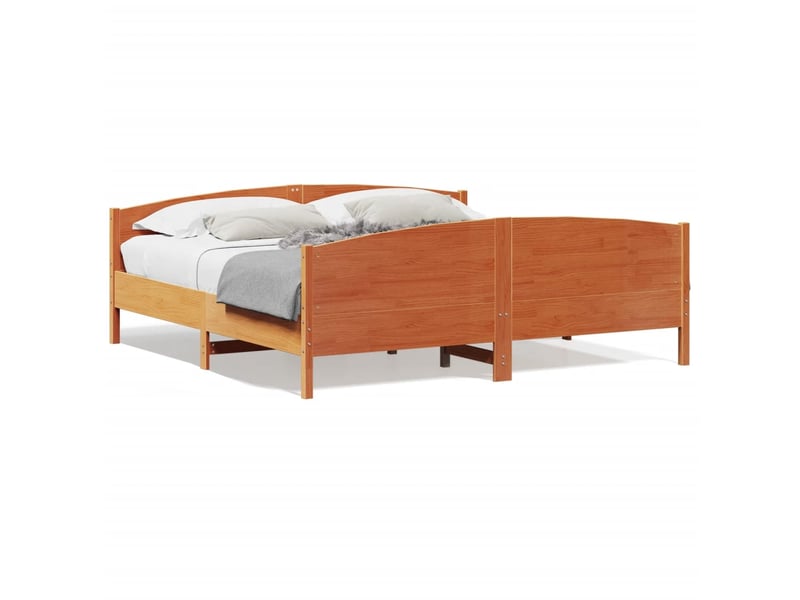 Lit double- lit adulte -  cadre de lit sans matelas  marron 200x200cm bois pin massif  - Conforama A