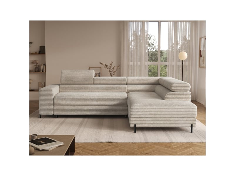 Canapé d'angle colesia convertible 5 places gris foncé velours côtelé – droit – 274x200cm  - Conforama E