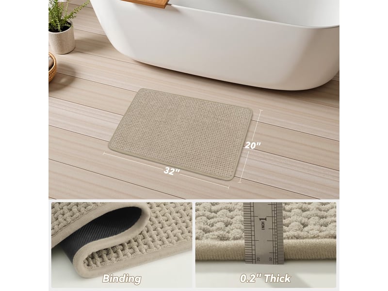 Tapis de bain en chenille antidérapant - 20 x 32 pouces - beige  - Conforama B
