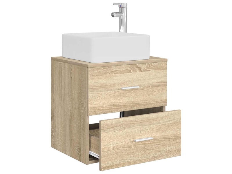 Vanité de lavabo mural, meuble de rangement chêne sonoma 49.5x41x63 cm shl7315 - Conforama C