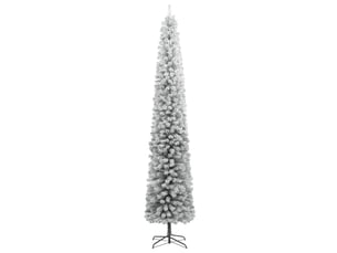Sapin de noël, arbre de noël mince avec support et flocon de neige 300 cm pvc
