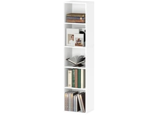 Bibliothèque étagère de rangement 5 niveaux avec étagères réglables pour salon, chambre, bureau, 30x24x133,5cm, blanc