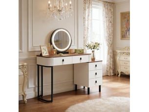Coiffeuse 5 tiroir(s) Miroir Led avec 0 tabouret(s) inclu(s) <strong>MAISENTIEL</strong> <strong></strong> coloris bicolore