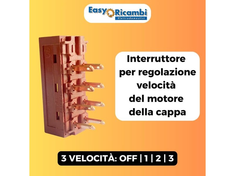  Interrupteur de vitesse pour moteur d'extracteur à 8 contacts et 4 positions, compatible avec faber, aeg, candy, elica  - Conforama B
