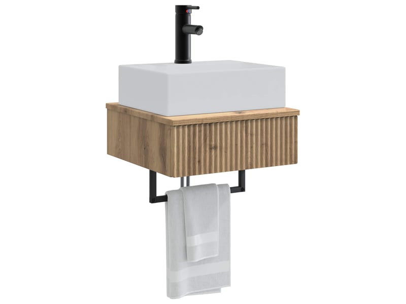  Basin de lavage mural, lavabo chêne artisanal 40x41x39 cm  - Conforama C