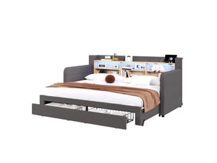 Lit banquette 90x200 cm <strong></strong>  <strong>CozyNest</strong> coloris gris