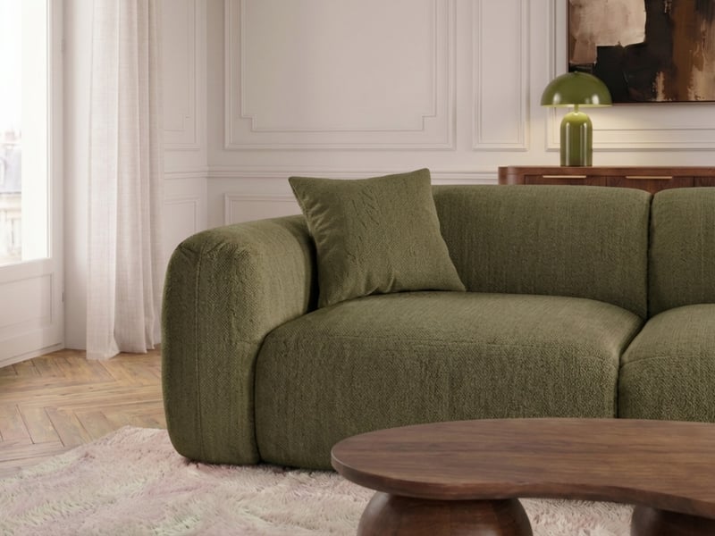 Bobochic canapé droit fixe 3 places siena tissu chenille vert SIENA - Conforama D