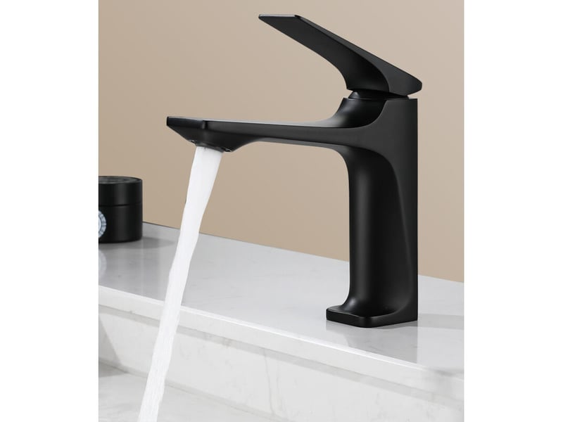  Robinet de lavabo pistolet de lavabo anti-éclaboussures noir avec tuyau d'arrivée d'eau de 60 cm  - Conforama E