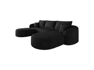 Canapé d'angle, canapé modulable — forme u, noir, 266 cm, sans montage