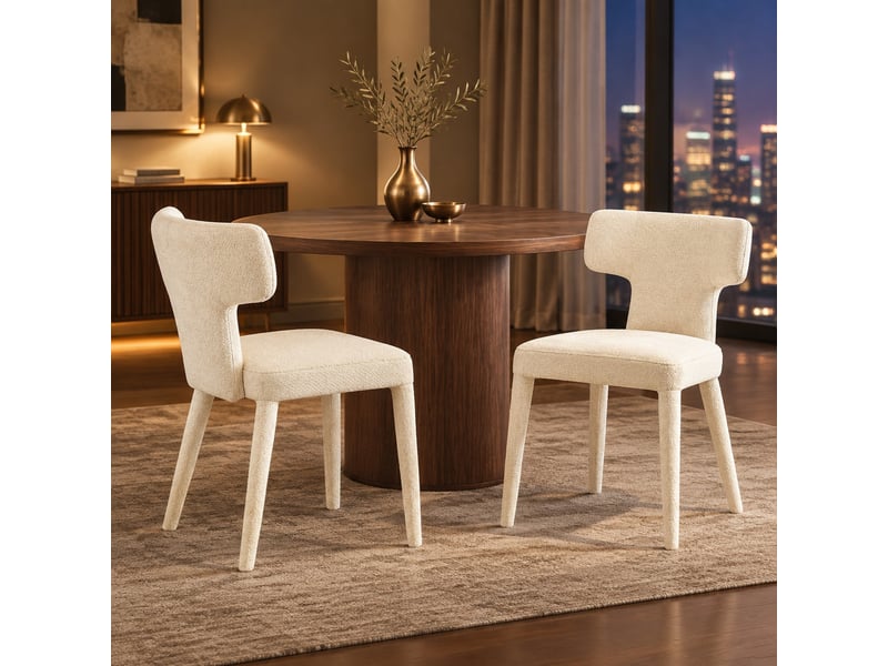  Lot de 2 chaises de salle à manger,45x47,5x80,7 cm,tissu,blanc  - Conforama B