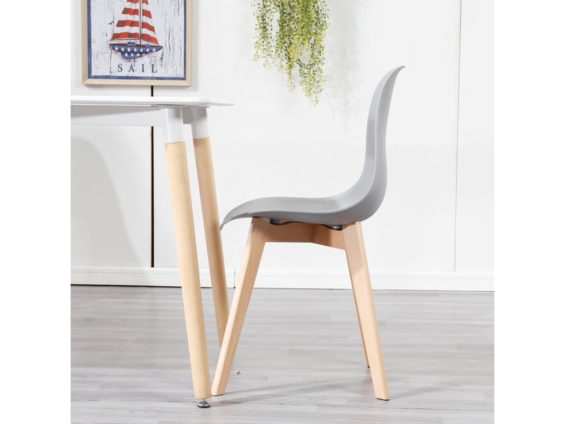  Lot de 4 chaises de salle à manger scandinaves - gris - pieds en hêtre, cuisine, salon  - Conforama D