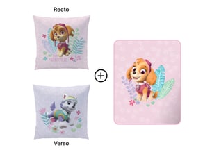 Ensemble plaid et coussin, pat patrouille paradise 110x140+40x40cm