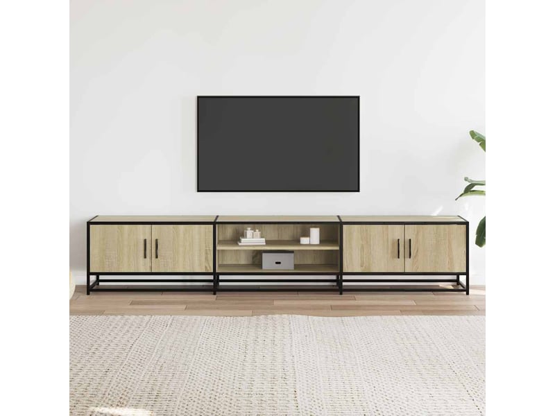  Meuble tv - banc tv - meuble de rangement chêne sonoma 210x35x41 cm bois d'ingénierie  - Conforama C