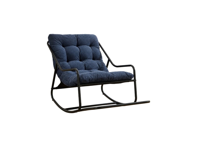 Fauteuil à bascule extérieur 75x116x82 cm – bleu marine et noir – coussin épais réglable en acier résistant - Conforama A