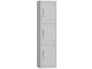 Armoire de bureau en acier avec 3 portes indépendantes, serrure et 2 clés, 45 x 38 x 180 cm, gris clair