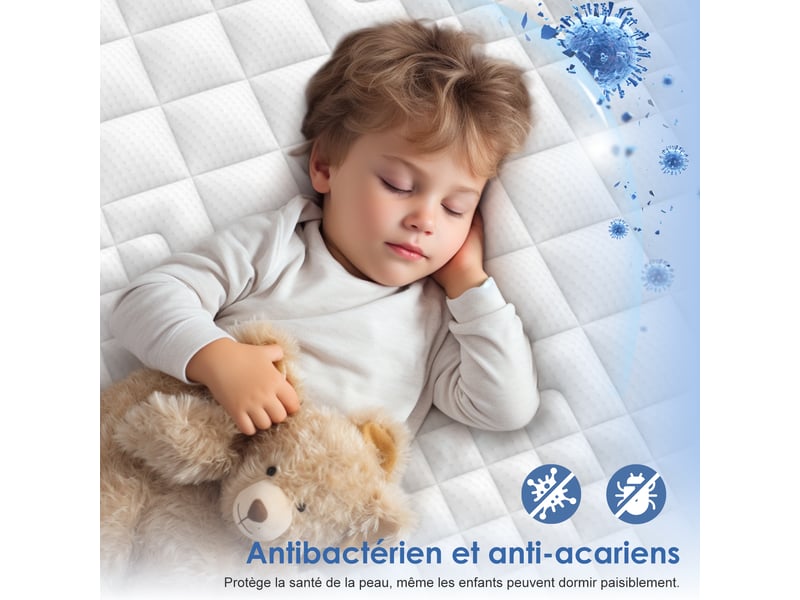 Matelas 80x200x25 cm épaisseur ressorts ensachés 7 zones hypoallergénique renfort lombaire et bords renforcés h3 fermeté matelas 1 place pour adulte et enfant tissu respirant drap housse offert  - Conforama R