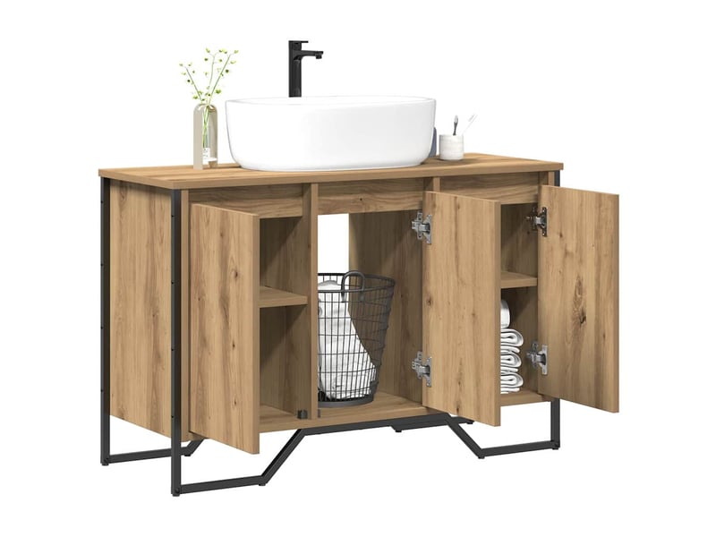 Meuble de lavabo de salle de bain, armoire de bain chêne artisanal cf65513 - Conforama C